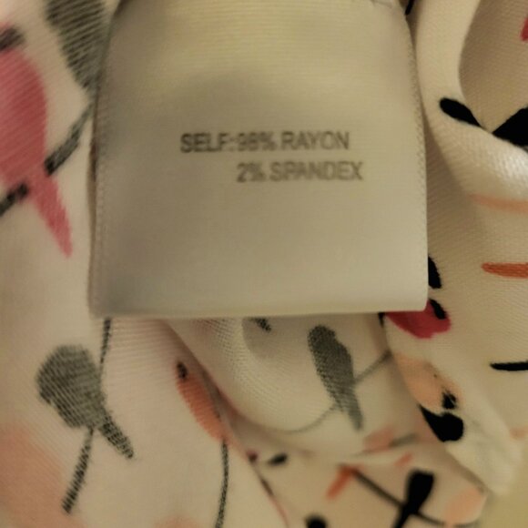 Women's LS Spring Flowy Office Career Button Down Birds Parrot Print Shirt Sz 1X - Picture 7 of 10